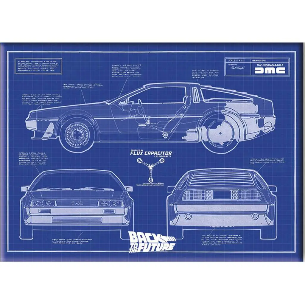 Bttf Blueprint Flat Magnet - Figurine
